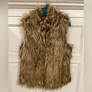 Ci Sono Faux Fur Vest (Size Lg) (Brown/Tan)